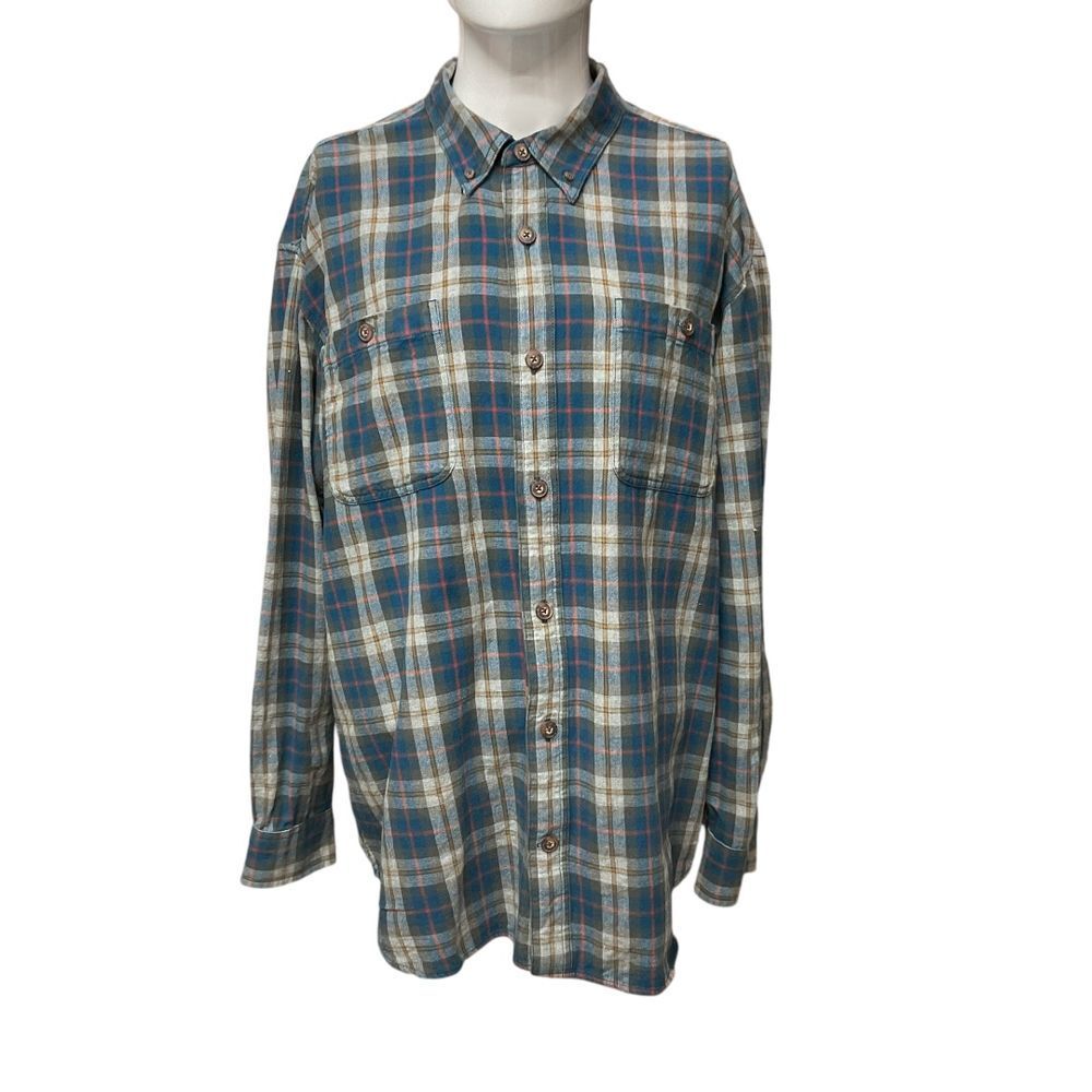 Duluth Trading Co. Blue Plaid Flannel Button Down Shirt Size XL‎ Long Sleeve